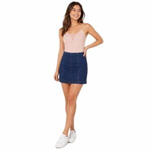 Free People Womens Denim Mini Skirt Size 6 Blue Y2K Revival Coastal Indie 90s